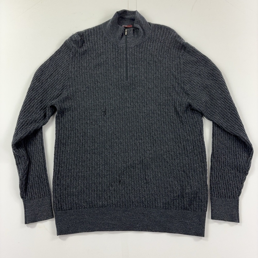 Nike Tiger Woods Collection Sweater Mens Large Gray Wool 1/4 Zip Mock Neck Golf